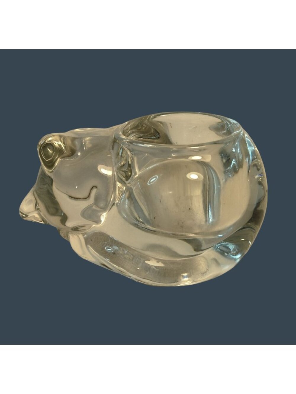 Clear Glass Cat Tealight Candle Holder Paperweight